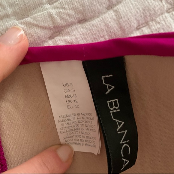 La Blanca Island Goddess Halter Triangle Top / Shirred Band Hipster Bikini Sz 8 - Picture 9 of 10